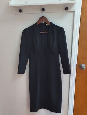 Babaton Black V-Neck Long Sleeve Sheath Masu Dress